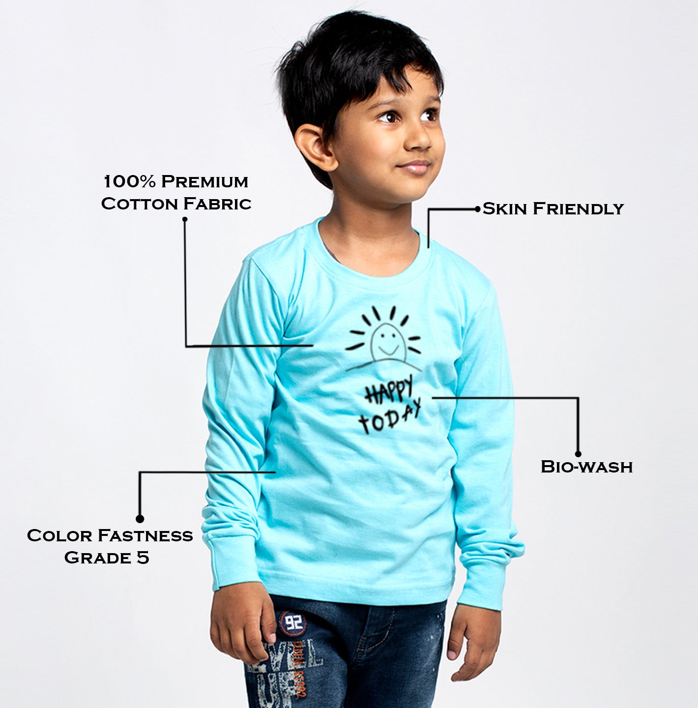 Kids Happy Day printed full sleeves t-shirt - Friskers