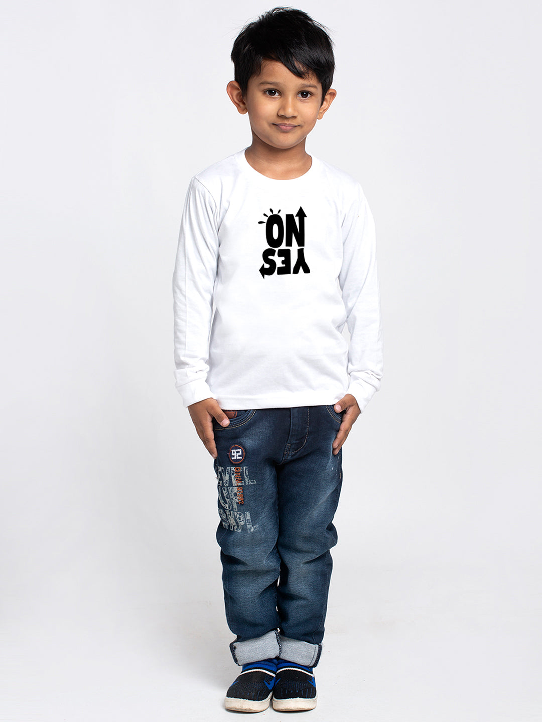 Kids No Yes printed full sleeves t-shirt - Friskers