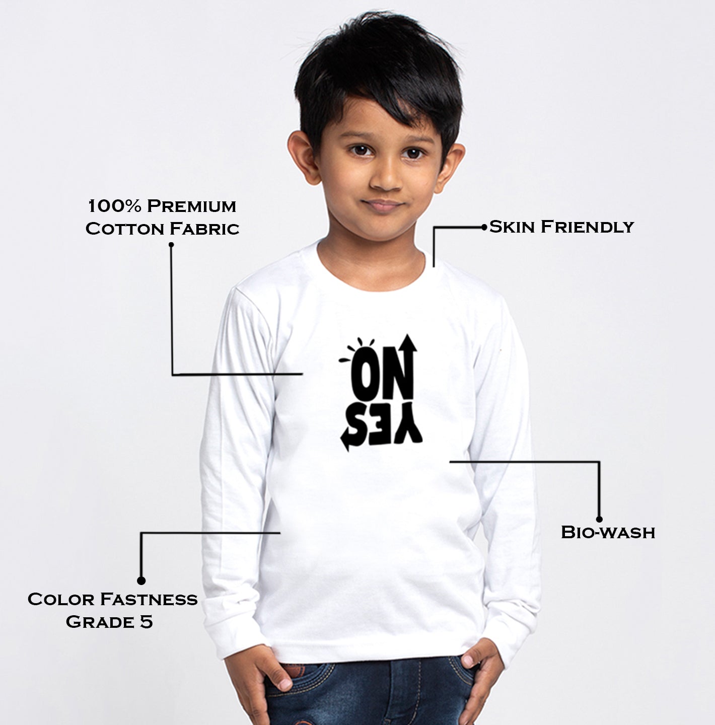 Kids No Yes printed full sleeves t-shirt - Friskers