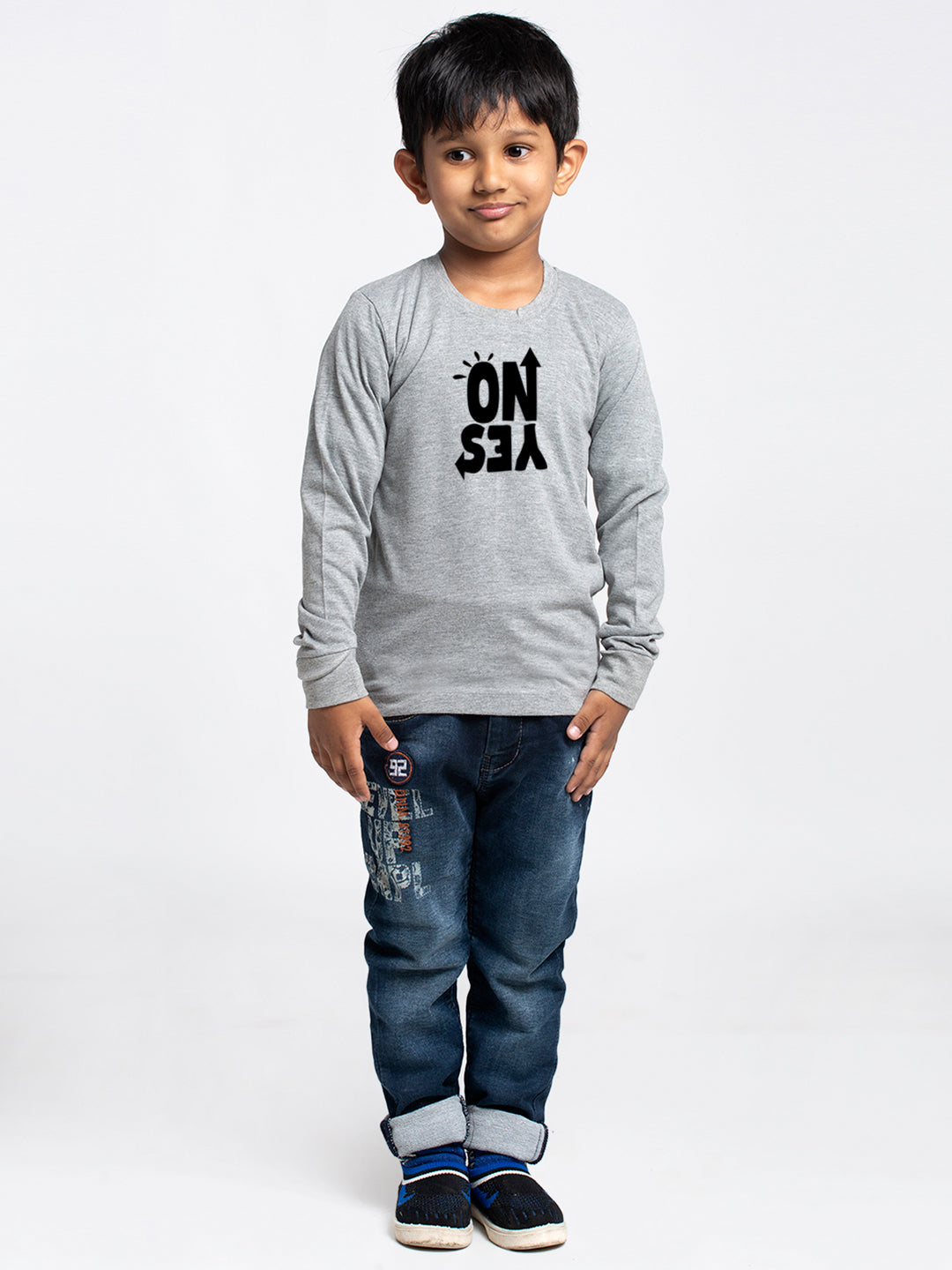 Kids No Yes printed full sleeves t-shirt - Friskers