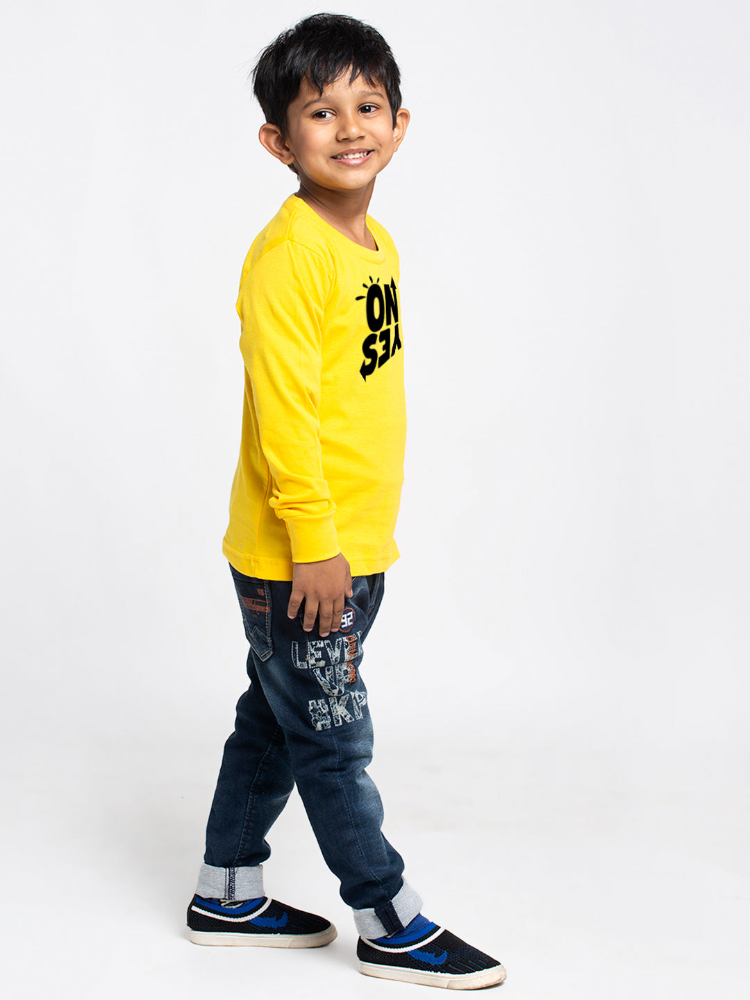 Kids No Yes printed full sleeves t-shirt - Friskers