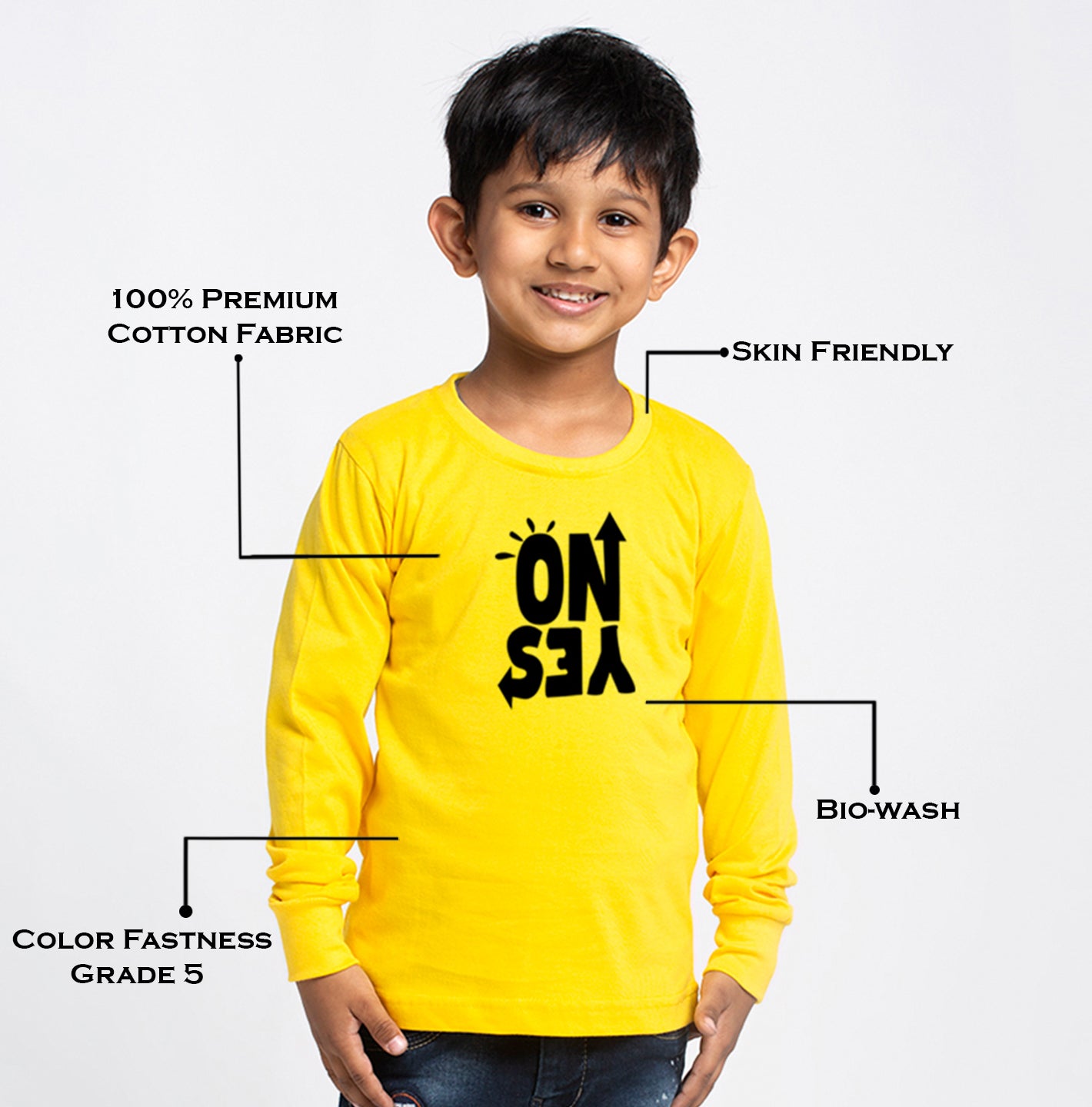 Kids No Yes printed full sleeves t-shirt - Friskers