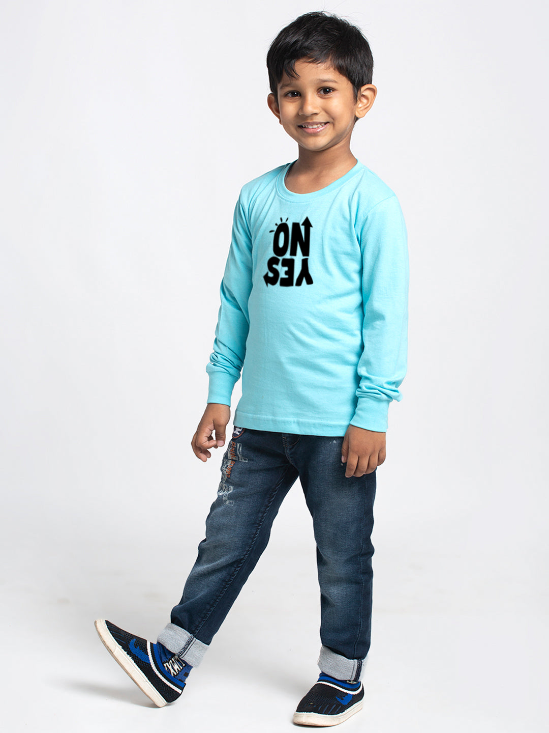 Kids No Yes printed full sleeves t-shirt - Friskers