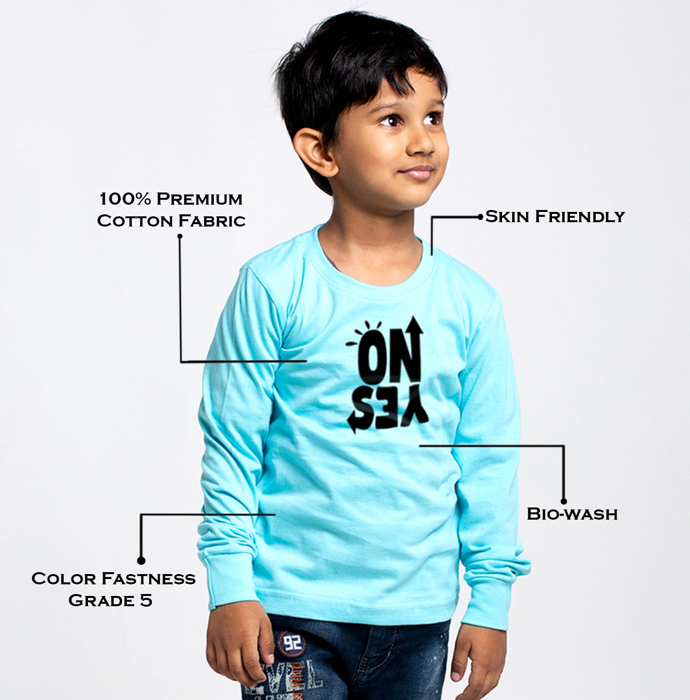 Kids No Yes printed full sleeves t-shirt - Friskers