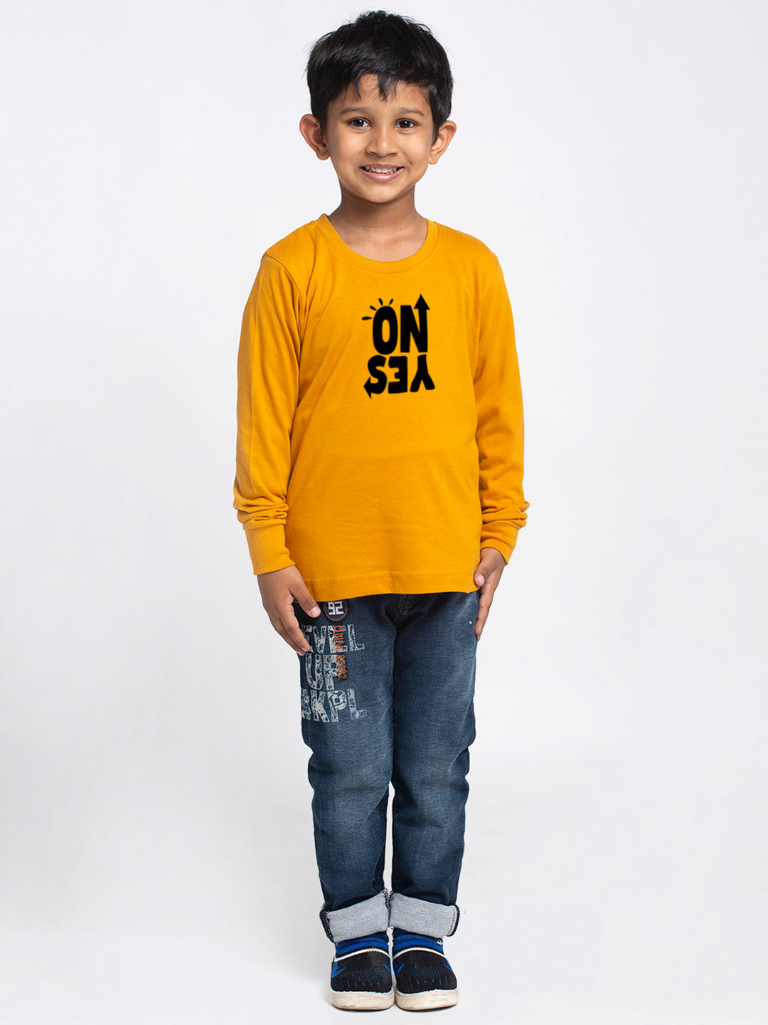 Kids No Yes printed full sleeves t-shirt - Friskers