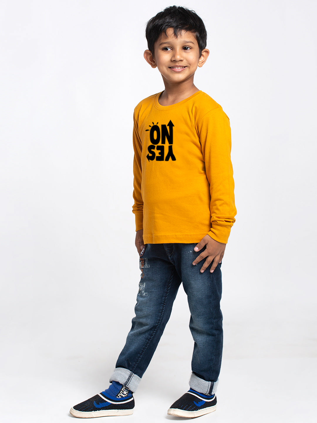 Kids No Yes printed full sleeves t-shirt - Friskers