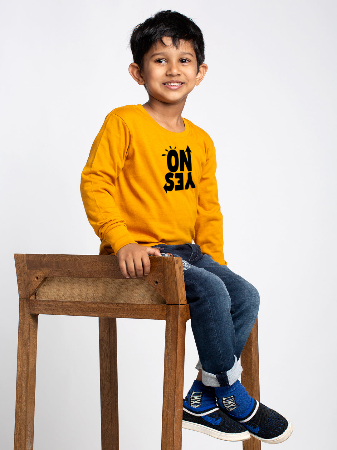 Kids No Yes printed full sleeves t-shirt - Friskers