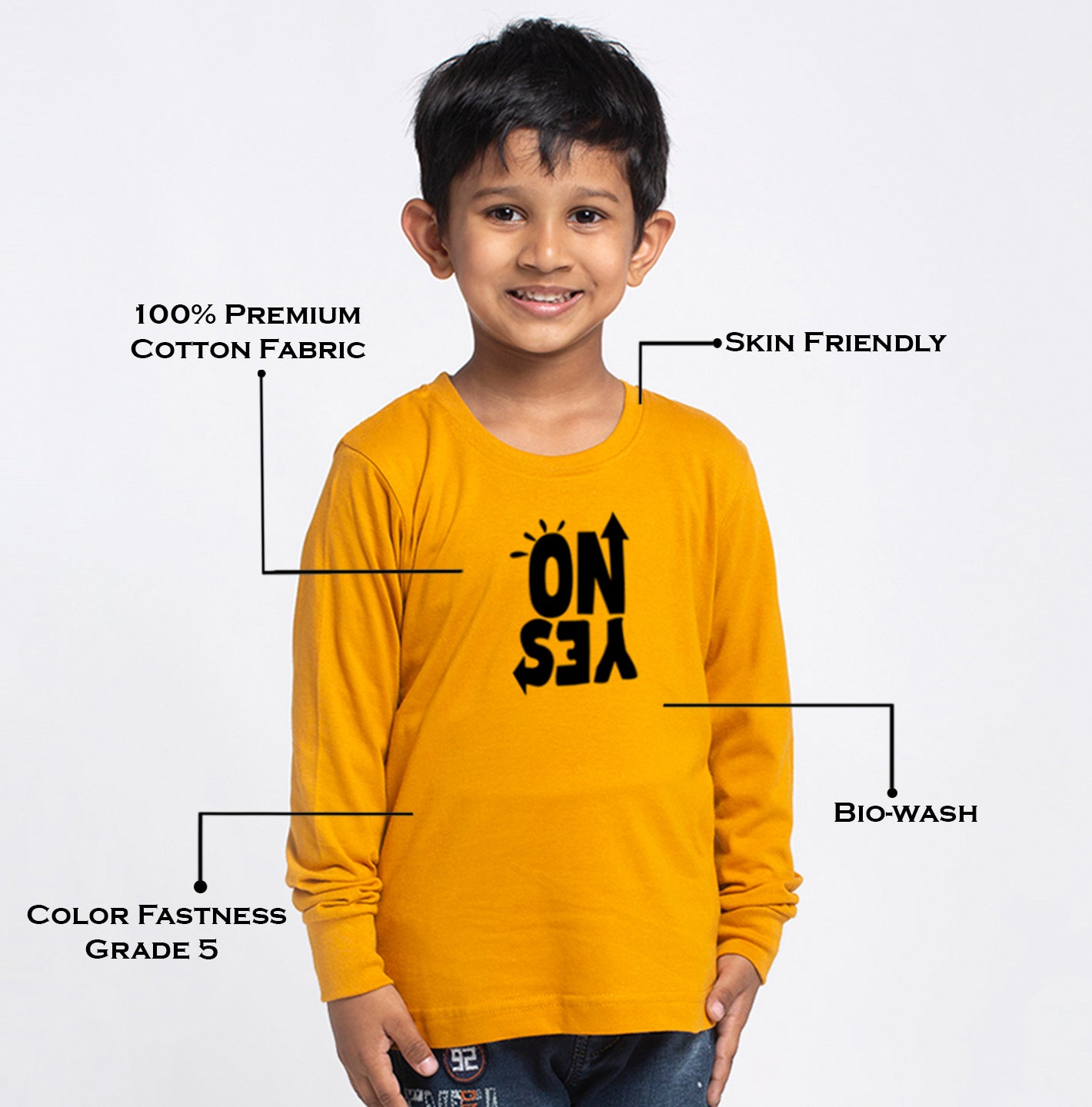 Kids No Yes printed full sleeves t-shirt - Friskers