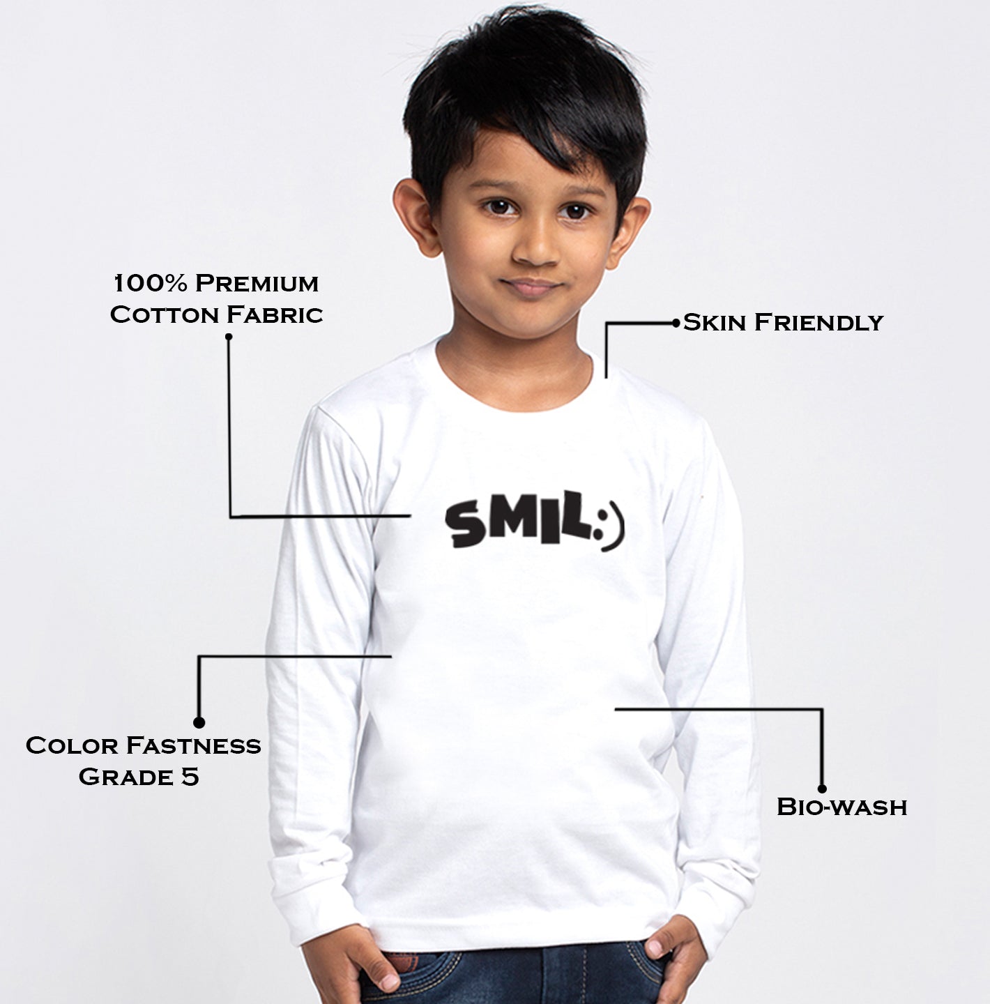 Kids Smile printed full sleeves t-shirt - Friskers
