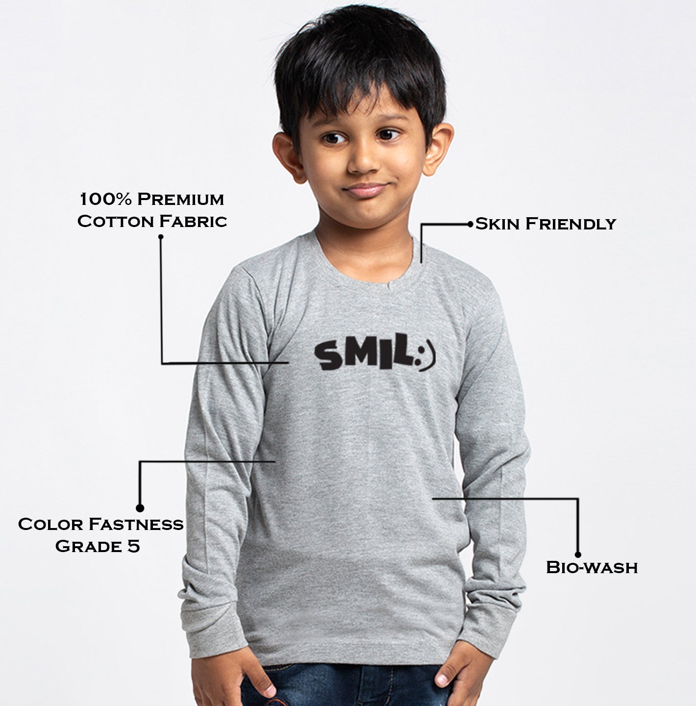 Kids Smile printed full sleeves t-shirt - Friskers
