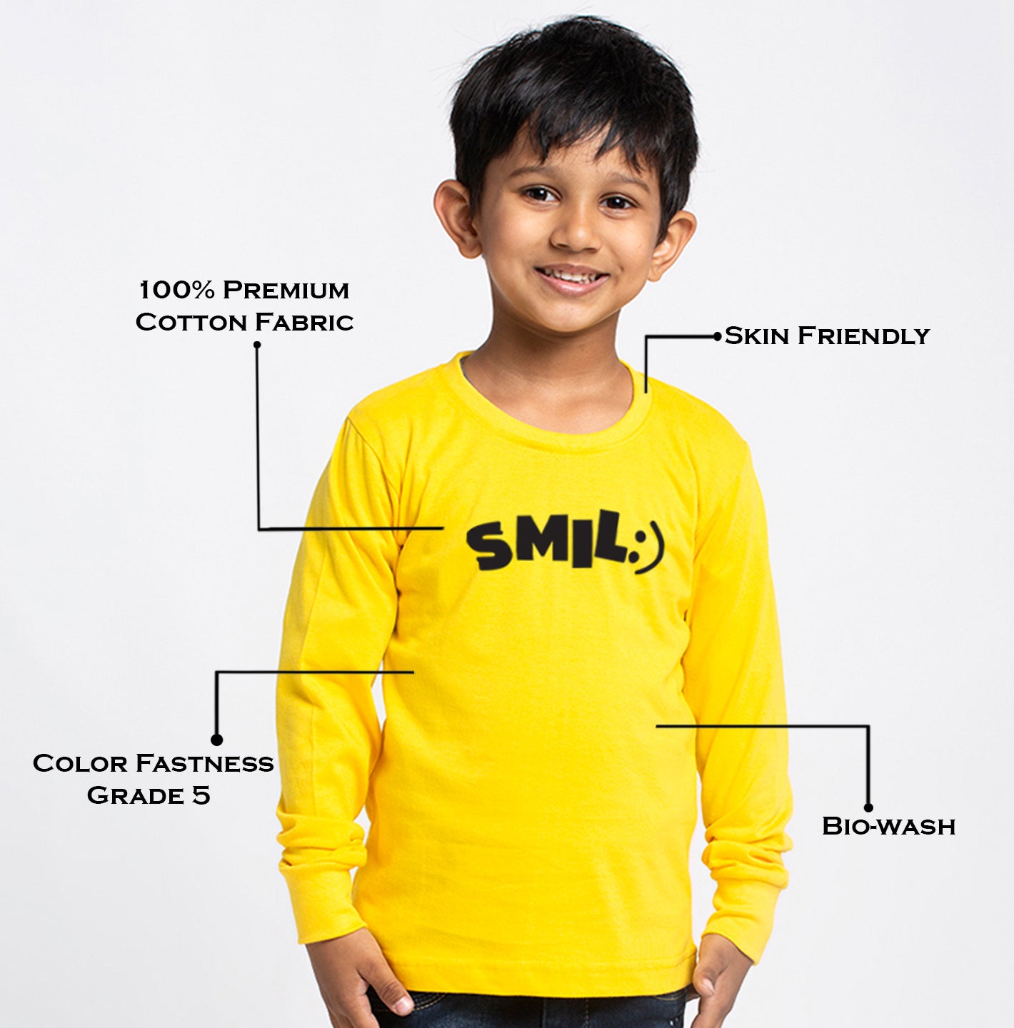 Kids Smile printed full sleeves t-shirt - Friskers