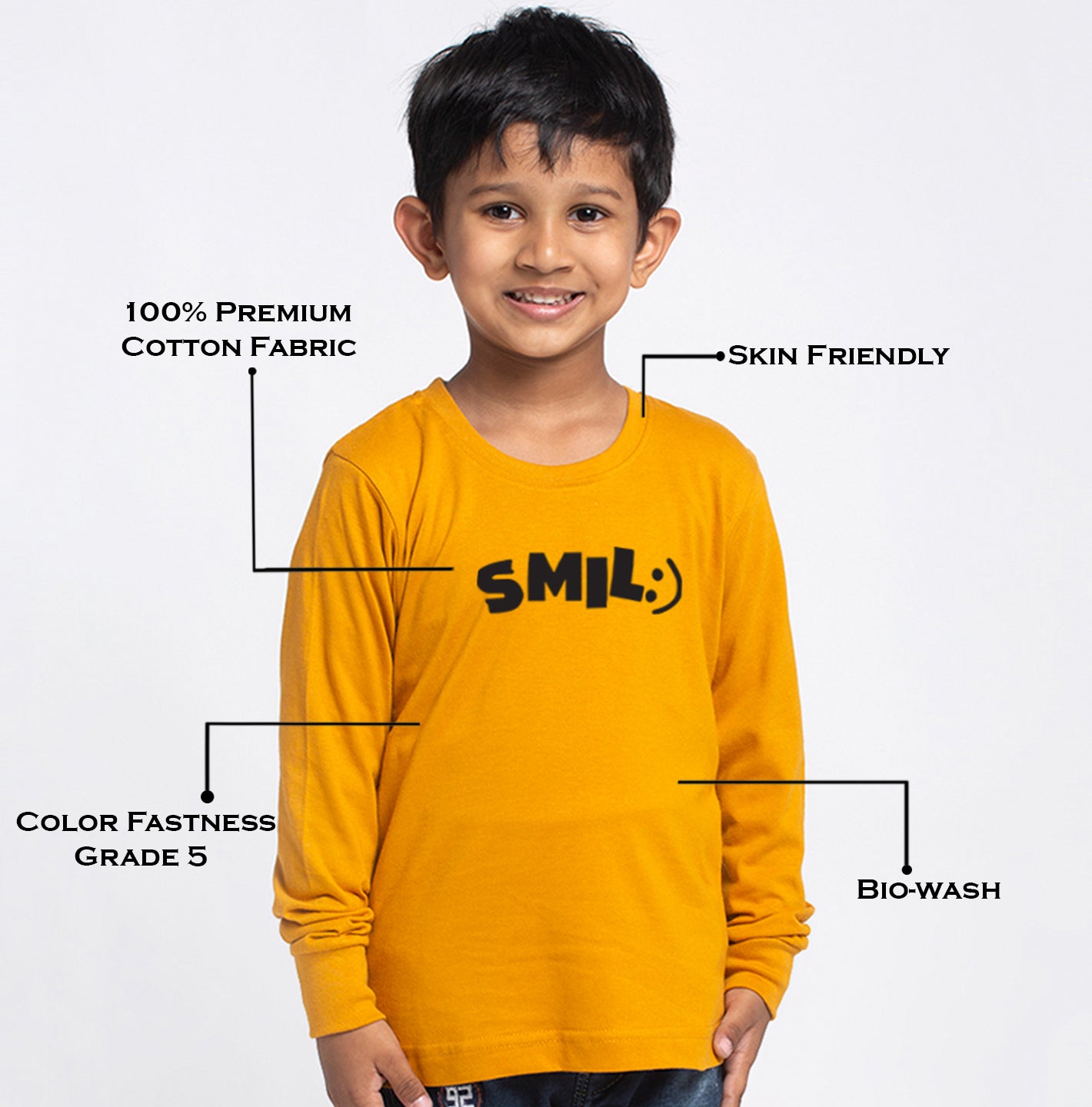 Kids Smile printed full sleeves t-shirt - Friskers
