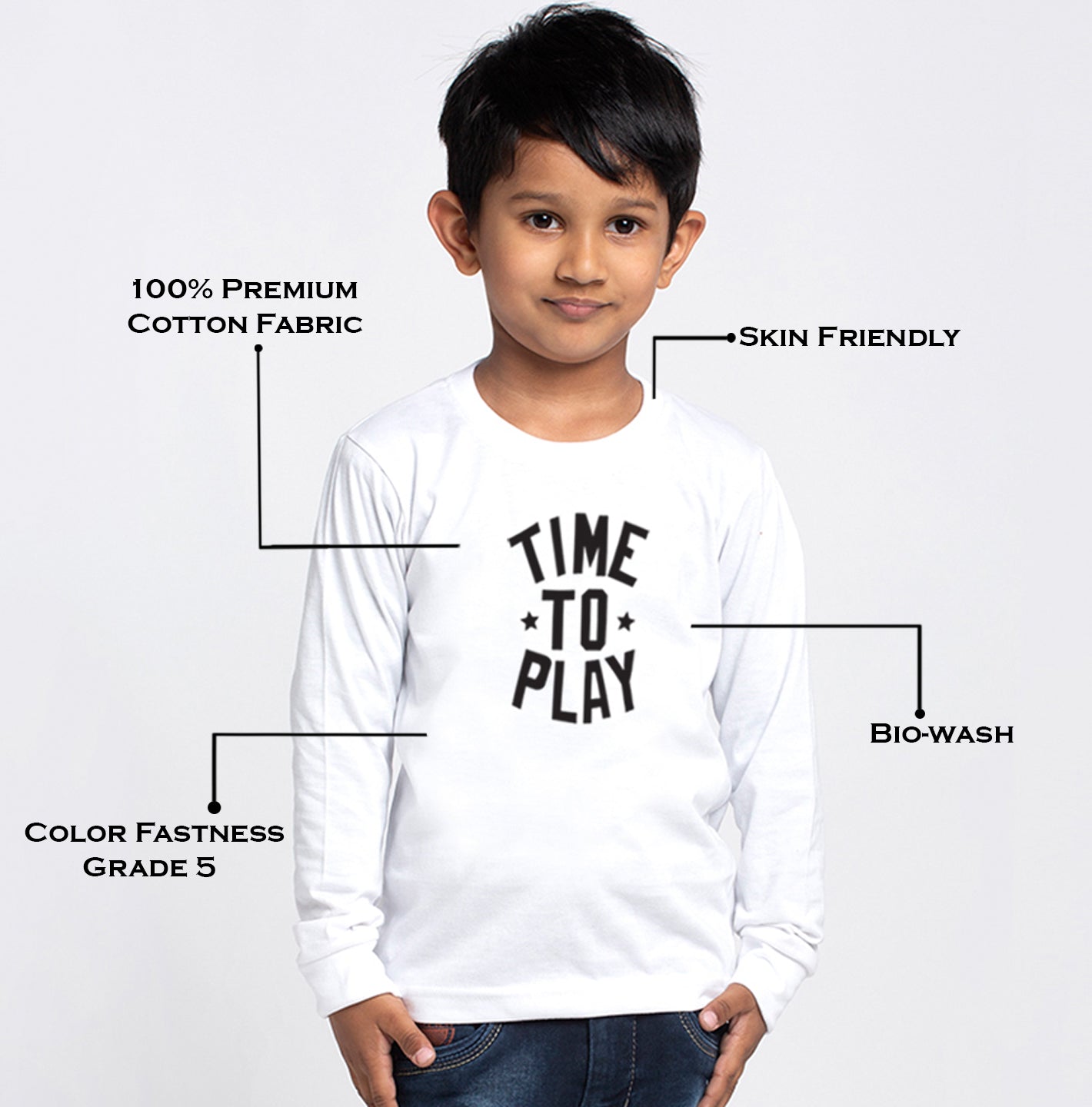 Kids Time To Play printed full sleeves t-shirt - Friskers