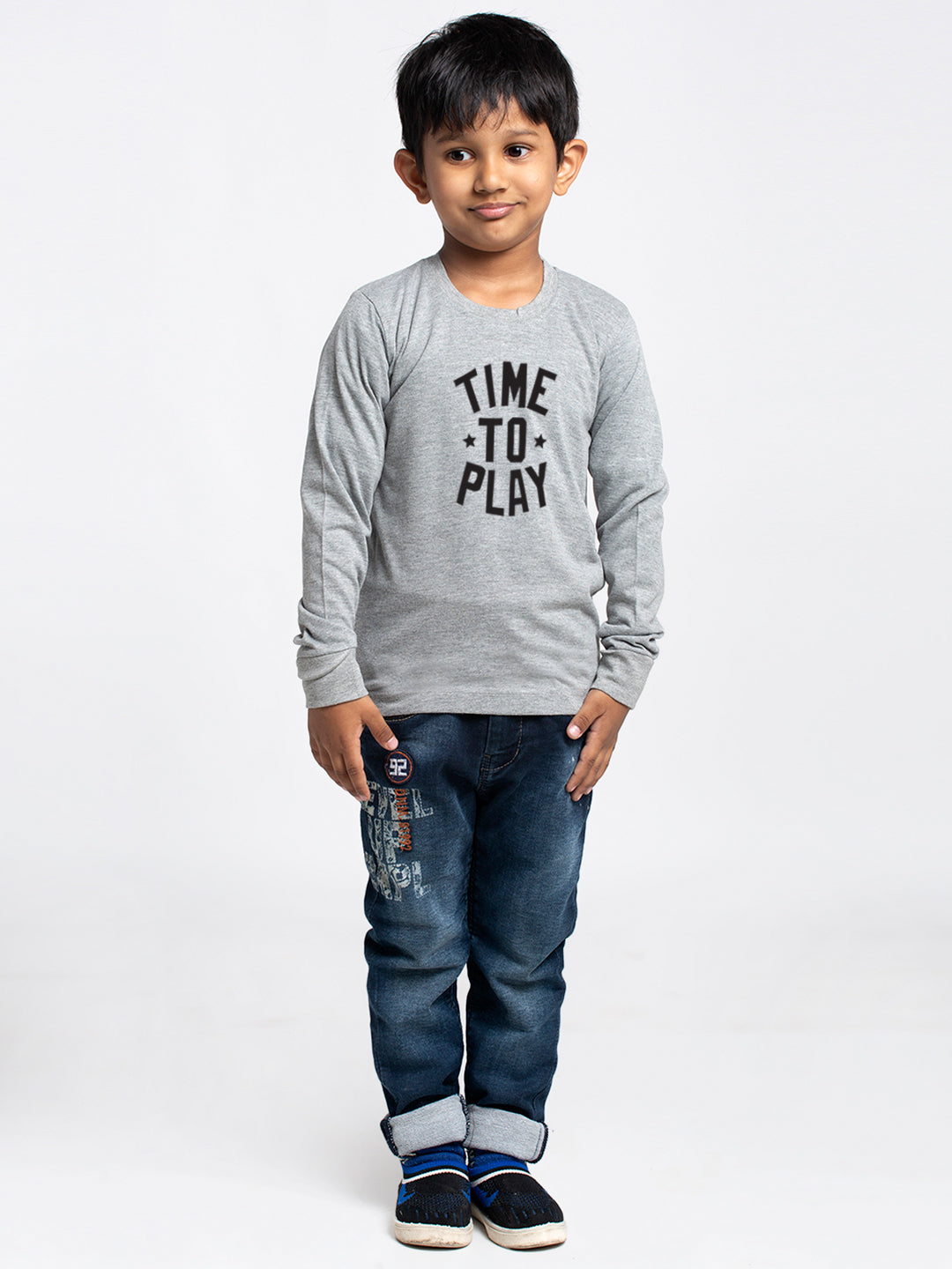 Kids Time To Play printed full sleeves t-shirt - Friskers