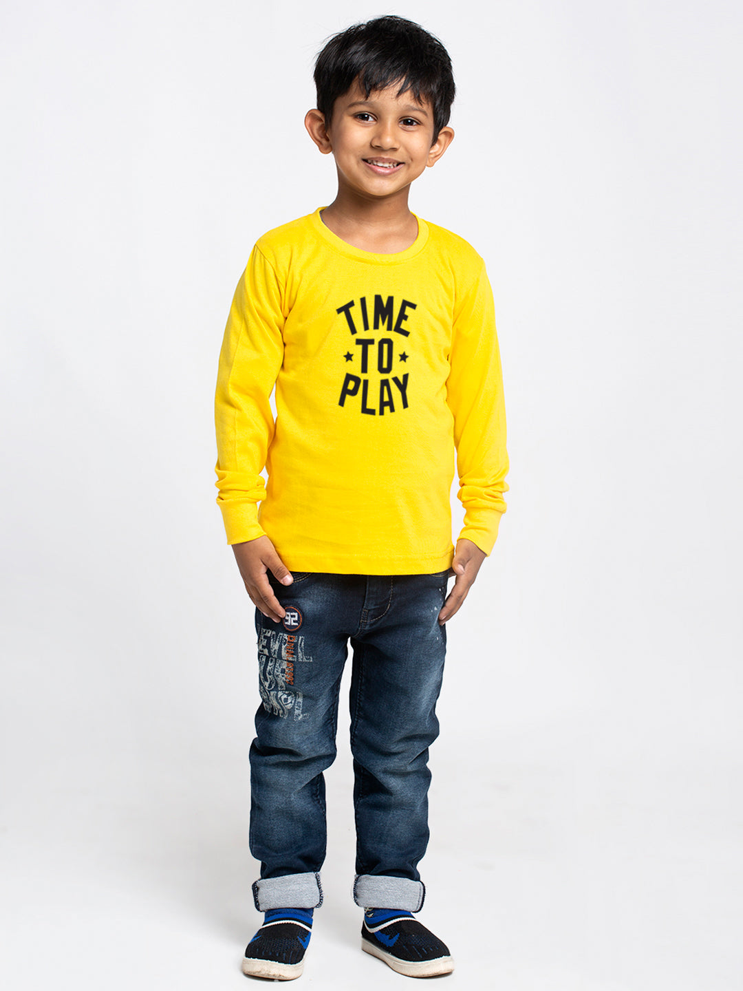 Kids Time To Play printed full sleeves t-shirt - Friskers