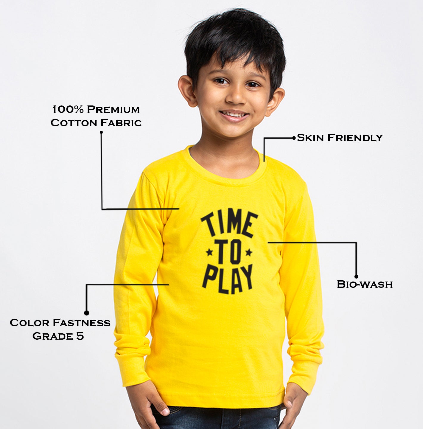 Kids Time To Play printed full sleeves t-shirt - Friskers