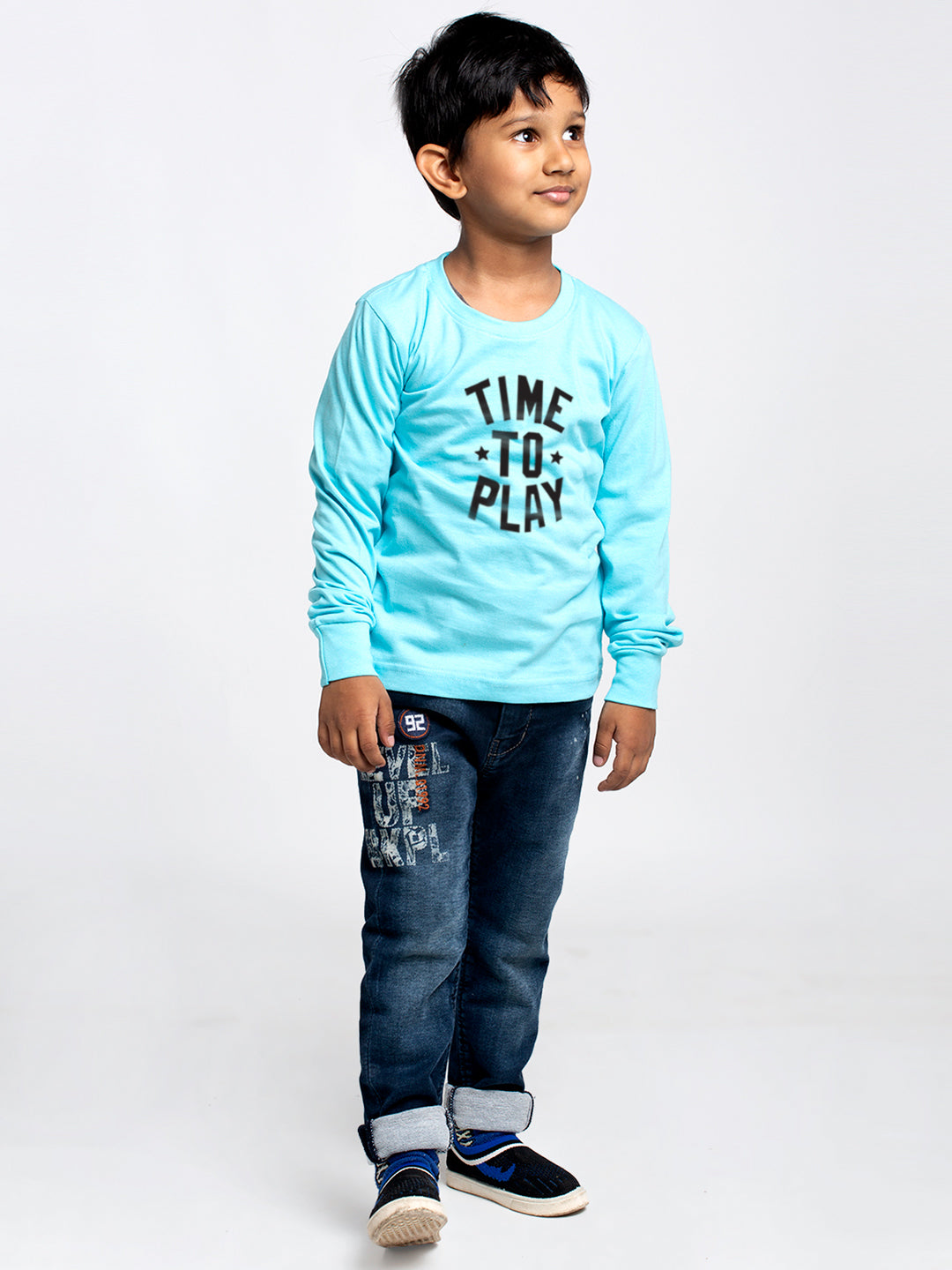 Kids Time To Play printed full sleeves t-shirt - Friskers