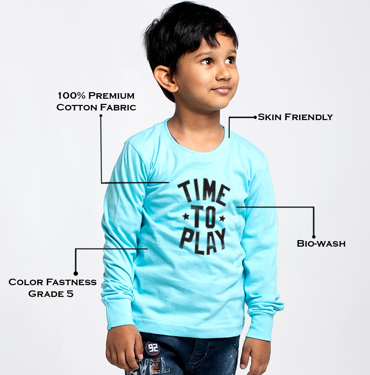 Kids Time To Play printed full sleeves t-shirt - Friskers