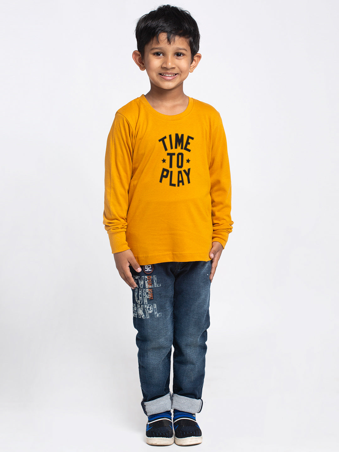 Kids Time To Play printed full sleeves t-shirt - Friskers