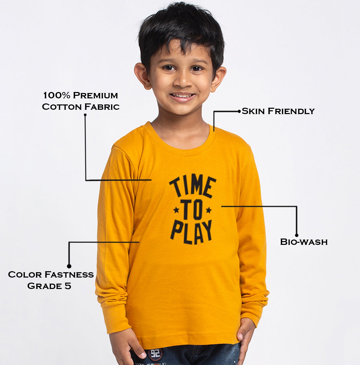 Kids Time To Play printed full sleeves t-shirt - Friskers