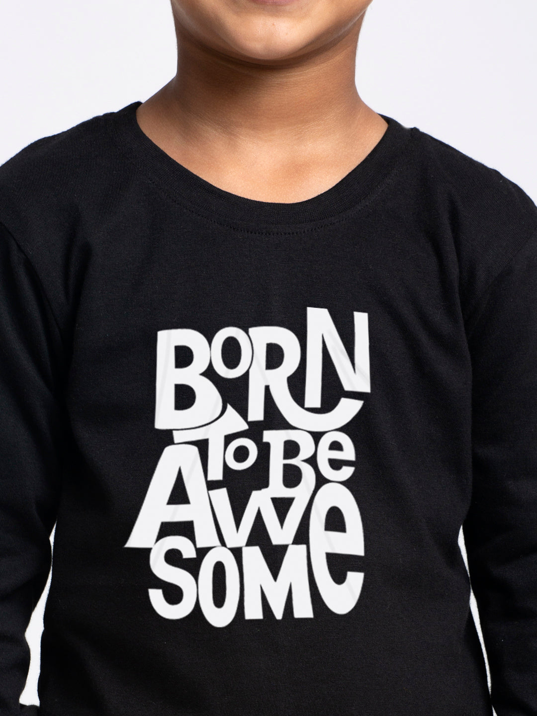 Kids Born To Be Awesome printed full sleeves t-shirt - Friskers