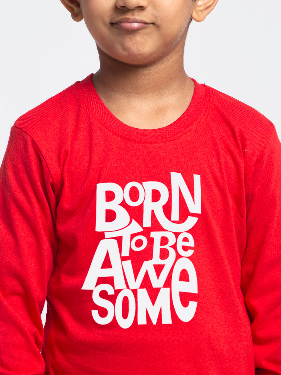 Kids Born To Be Awesome printed full sleeves t-shirt - Friskers