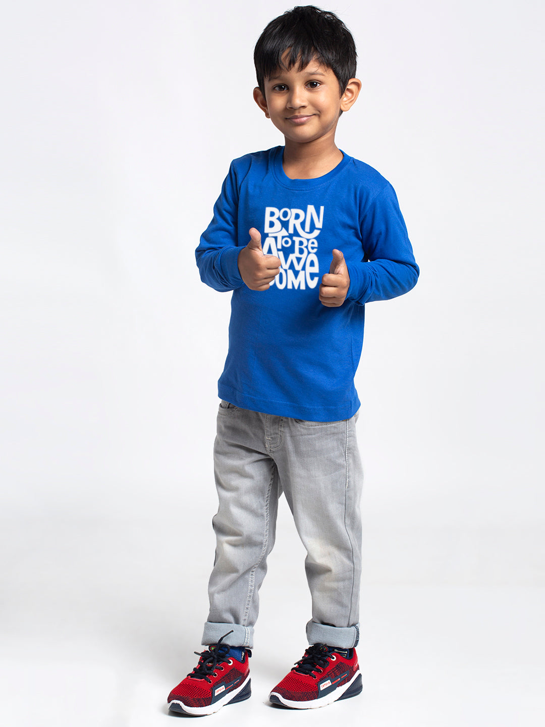 Kids Born To Be Awesome printed full sleeves t-shirt - Friskers
