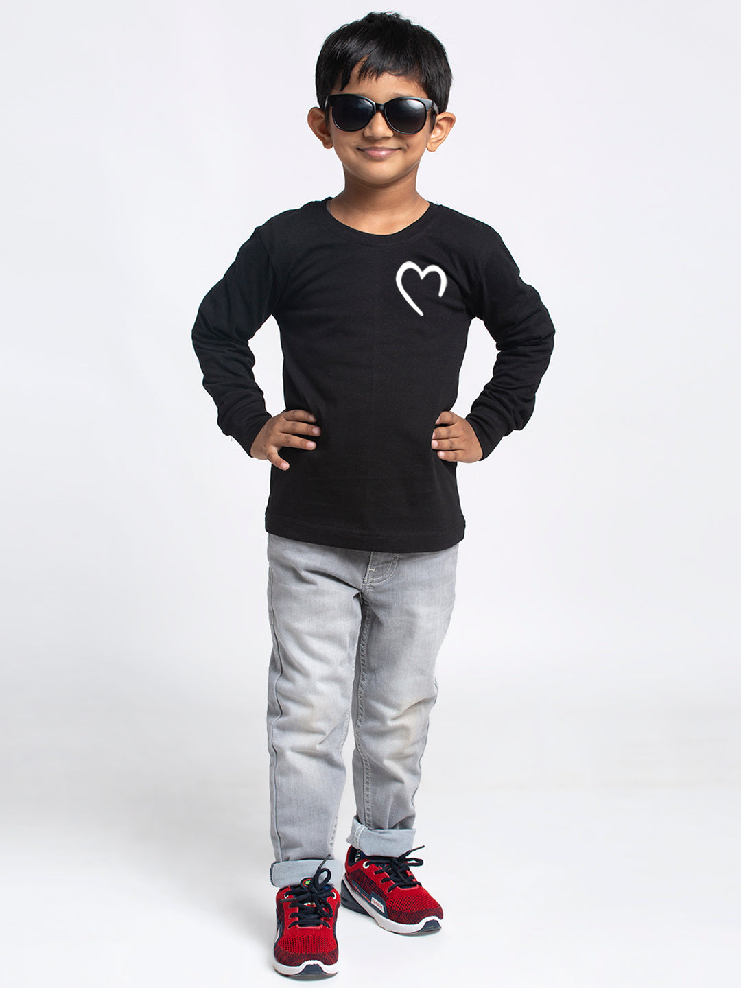 Kids Heart printed full sleeves t-shirt - Friskers
