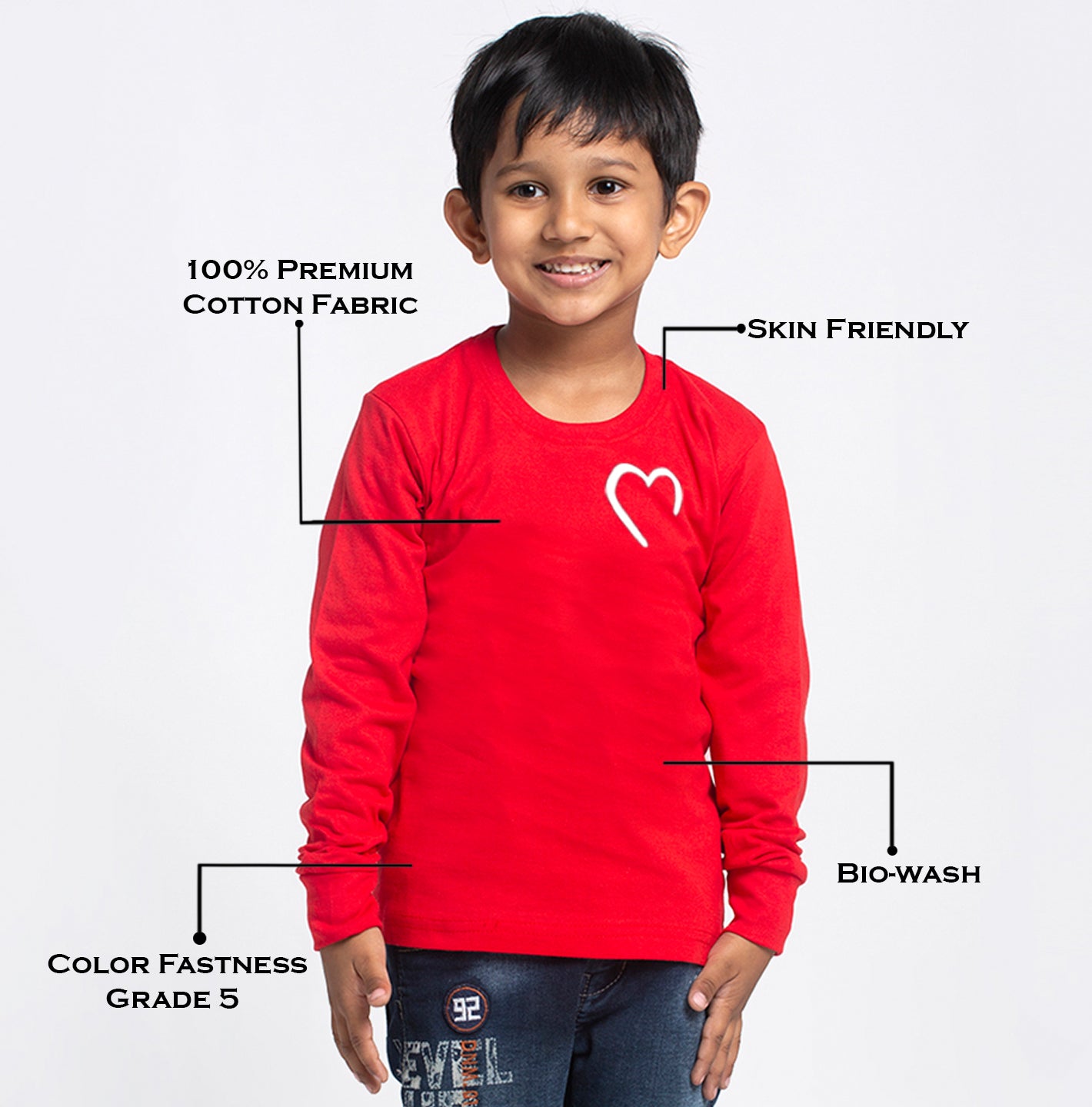 Kids Heart printed full sleeves t-shirt - Friskers