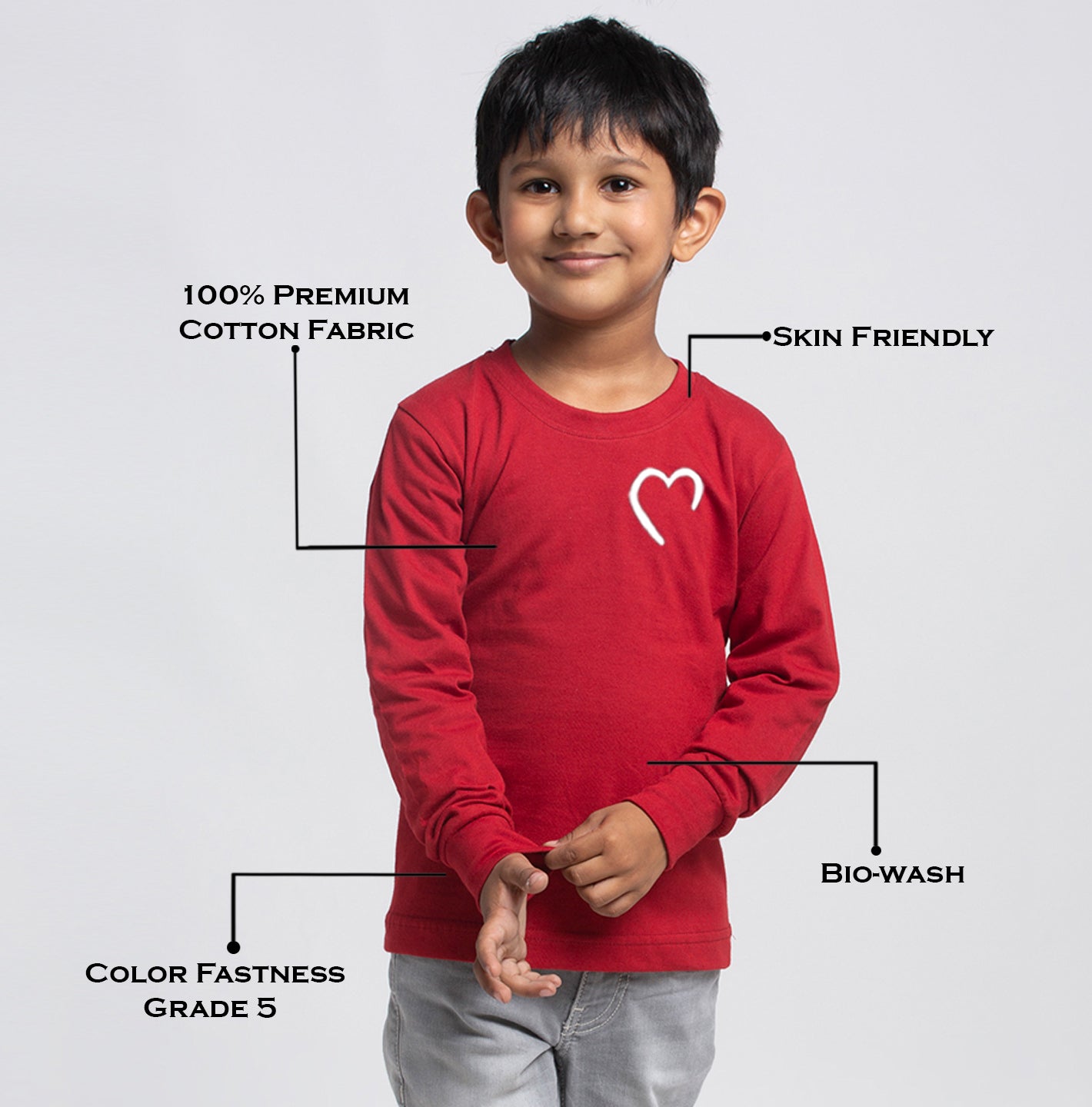 Kids Heart printed full sleeves t-shirt - Friskers