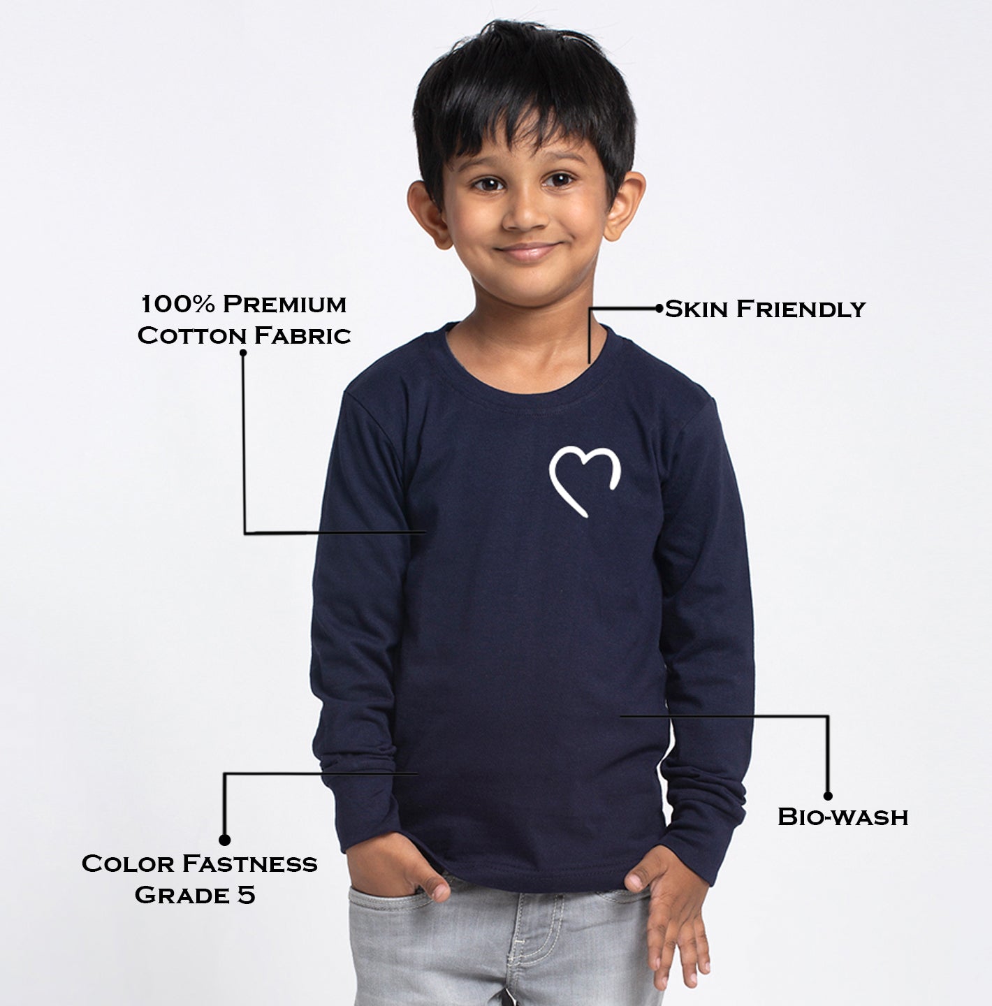 Kids Heart printed full sleeves t-shirt - Friskers