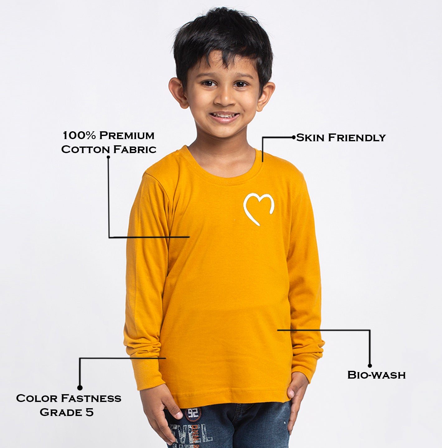 Kids Heart printed full sleeves t-shirt - Friskers