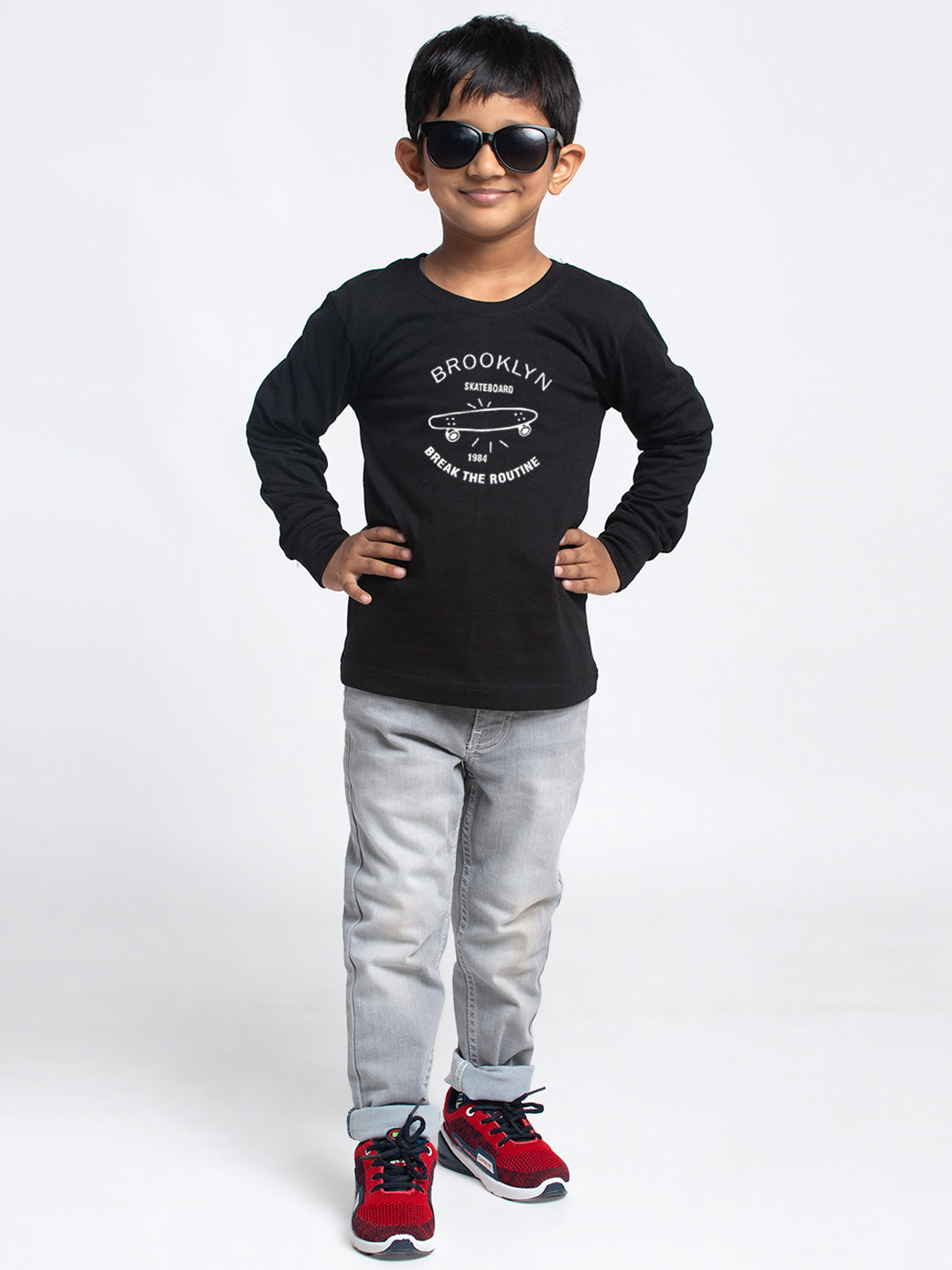 Kids Brooklyn printed full sleeves t-shirt - Friskers