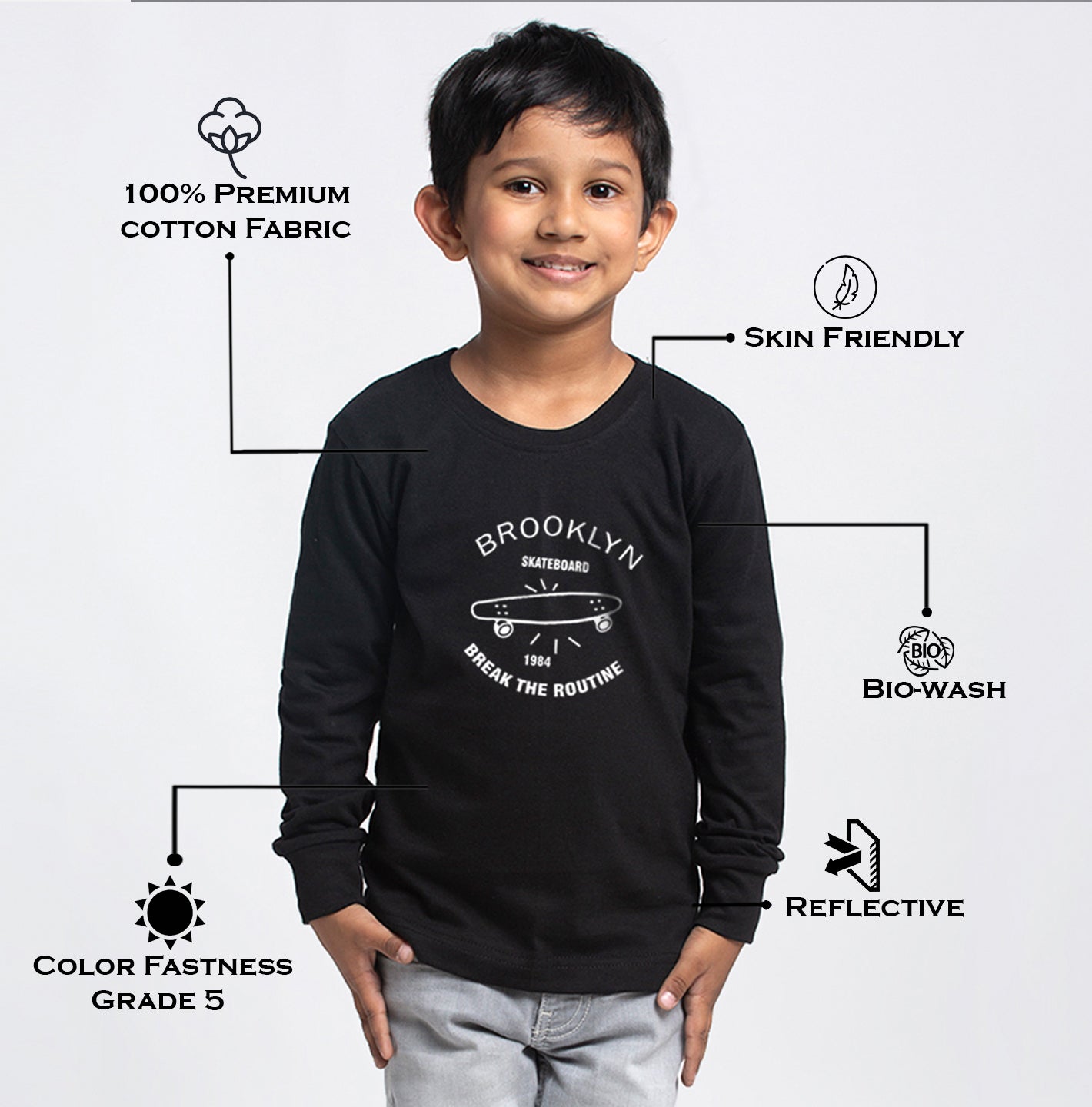 Kids Brooklyn printed full sleeves t-shirt - Friskers