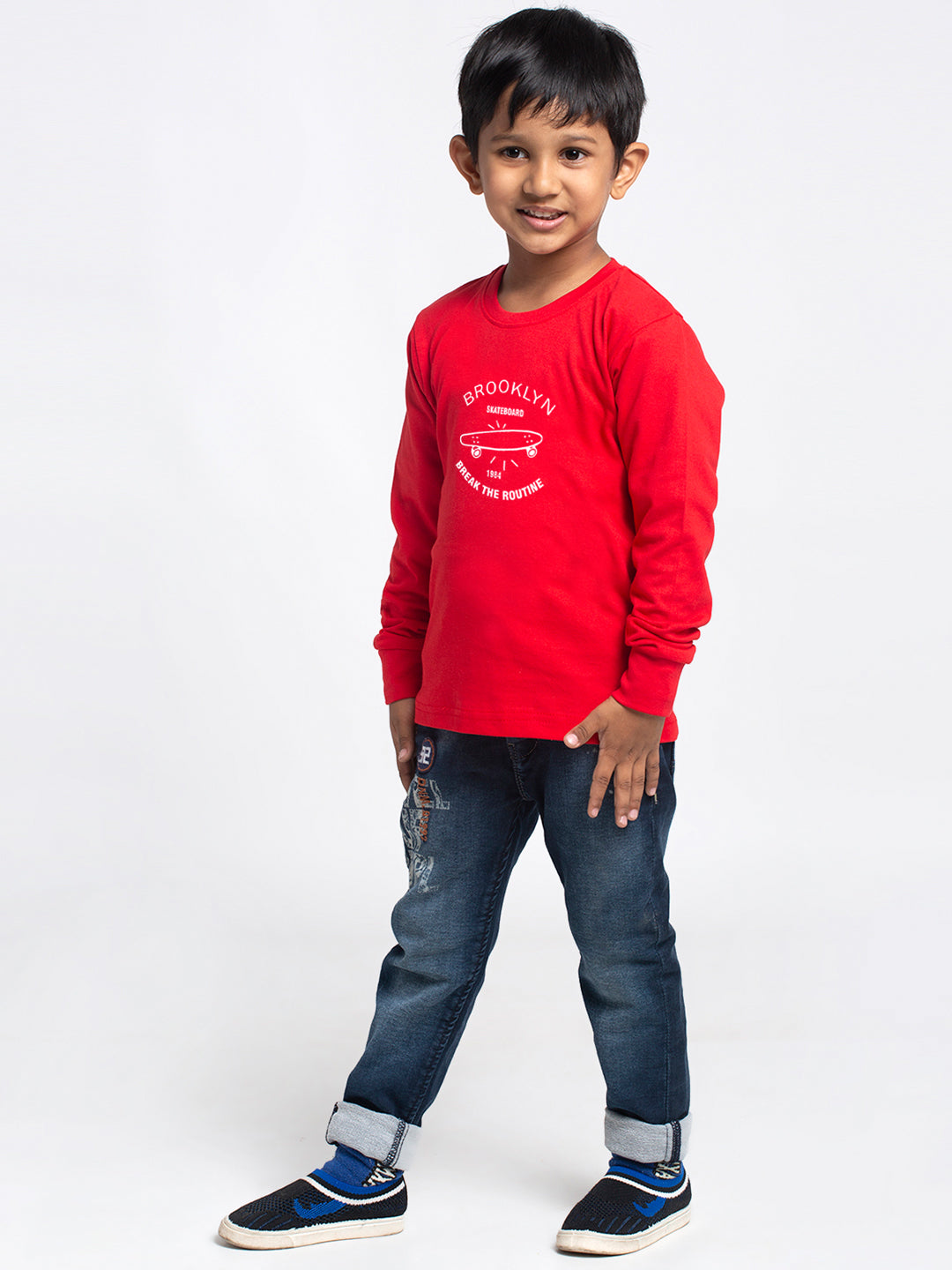 Kids Brooklyn printed full sleeves t-shirt - Friskers