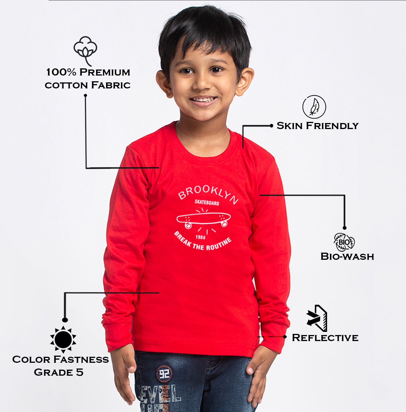 Kids Brooklyn printed full sleeves t-shirt - Friskers