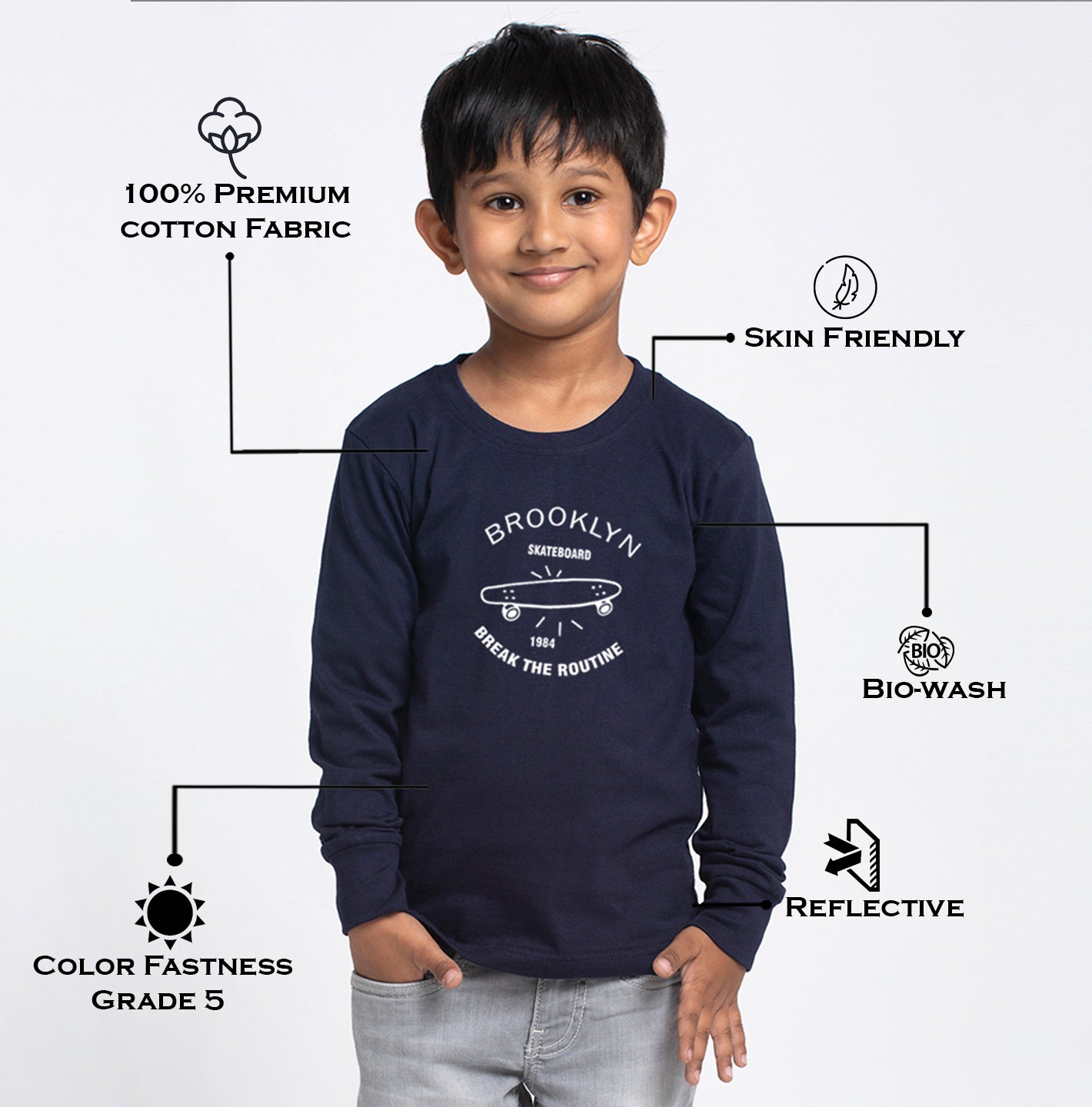 Kids Brooklyn printed full sleeves t-shirt - Friskers