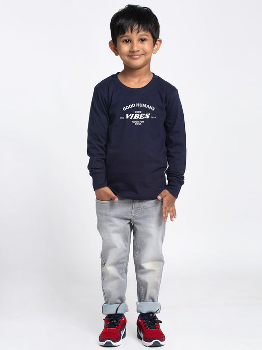 Kids Good Vibes printed full sleeves t-shirt - Friskers