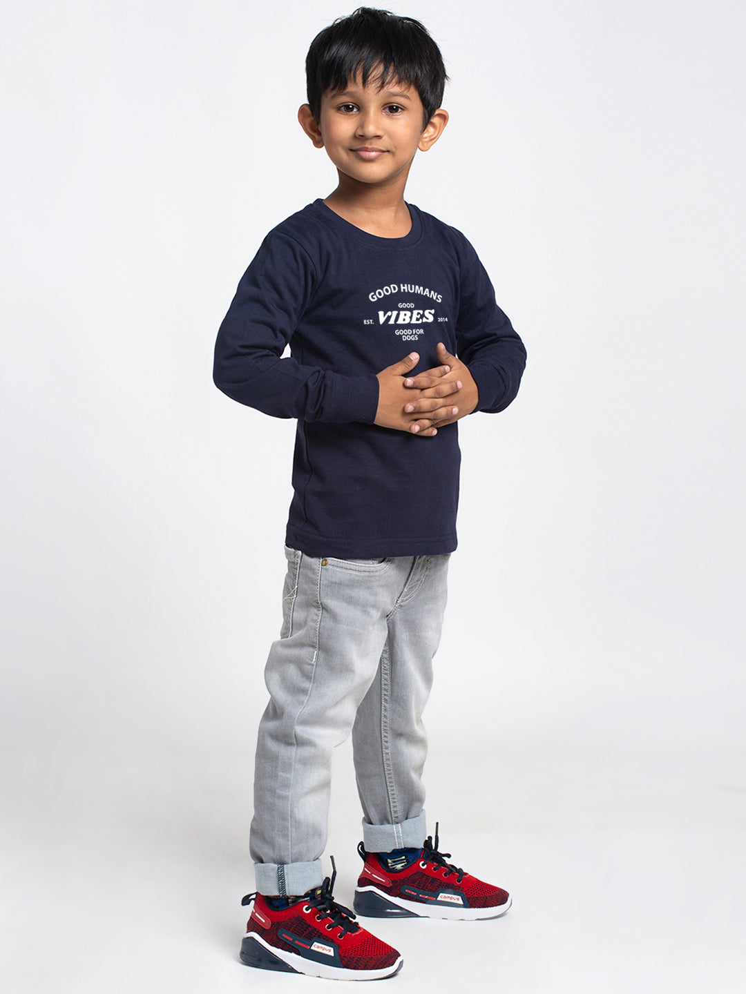 Kids Good Vibes printed full sleeves t-shirt - Friskers