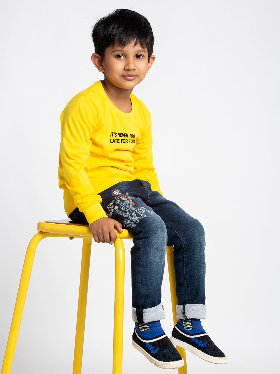 Kids Its Never Too Late For Fun printed full sleeves t-shirt - Friskers