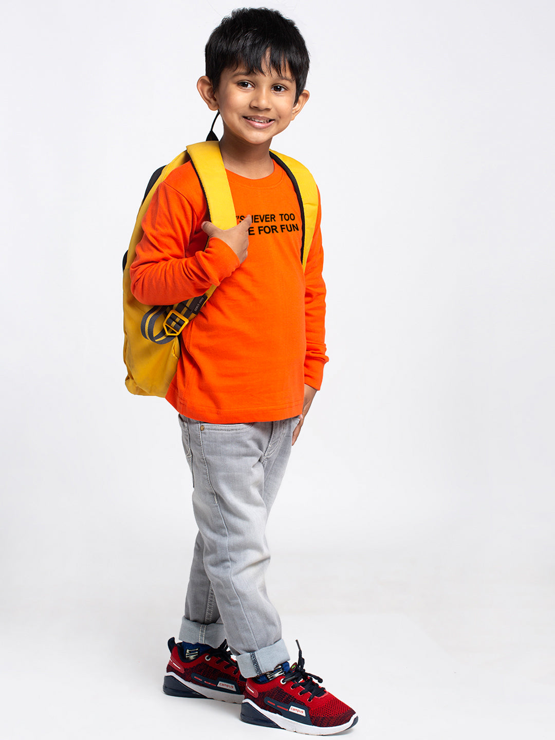 Kids Its Never Too Late For Fun printed full sleeves t-shirt - Friskers