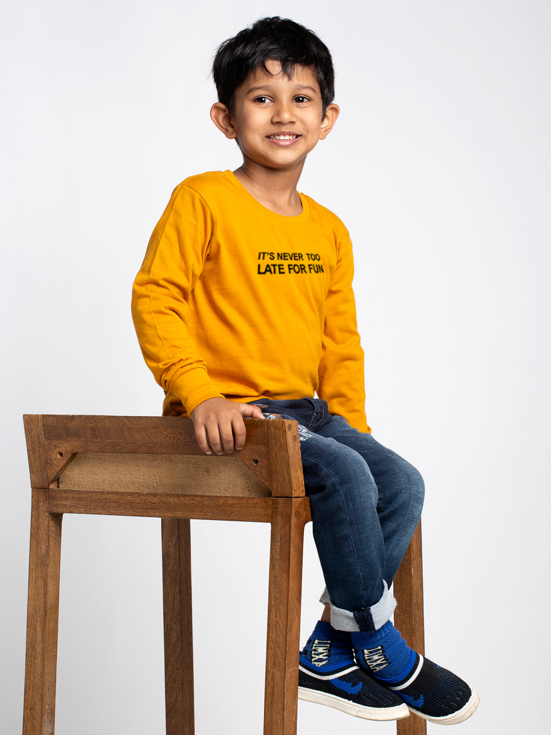 Kids Its Never Too Late For Fun printed full sleeves t-shirt - Friskers