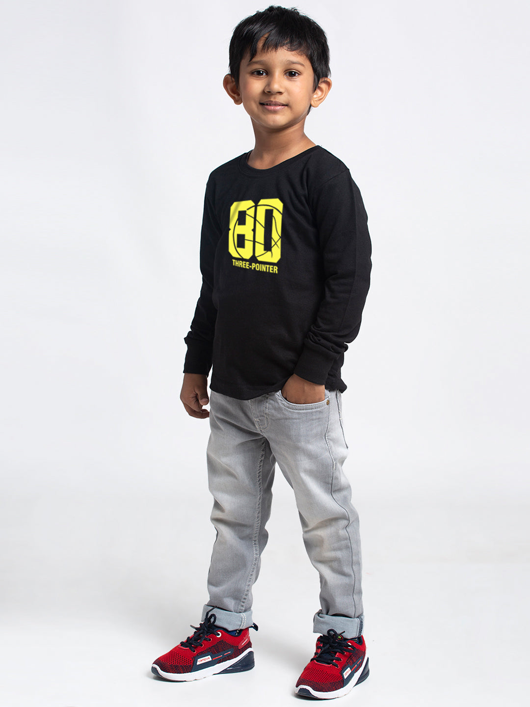 Kids Three Pointer printed full sleeves t-shirt - Friskers