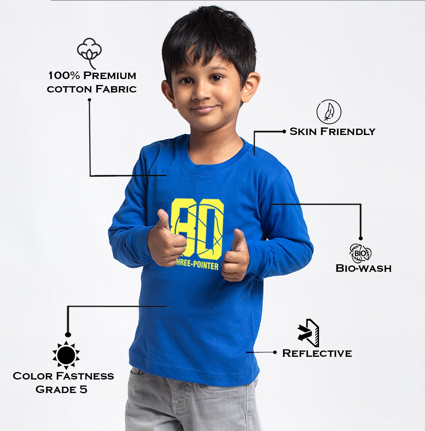 Kids Three Pointer printed full sleeves t-shirt - Friskers