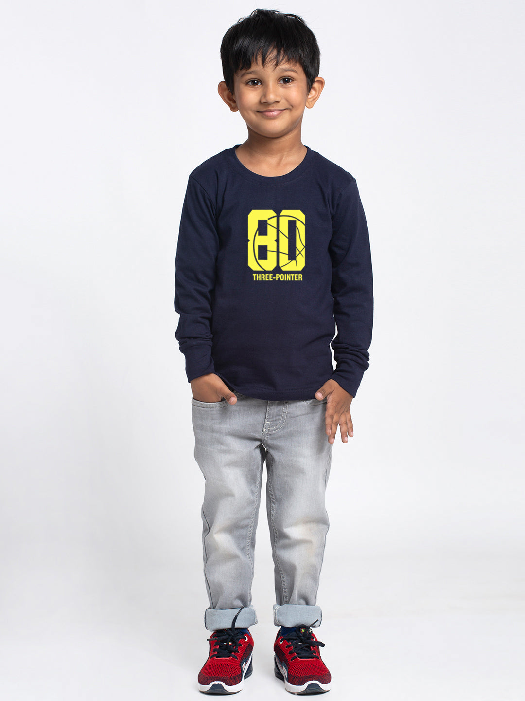 Kids Three Pointer printed full sleeves t-shirt - Friskers