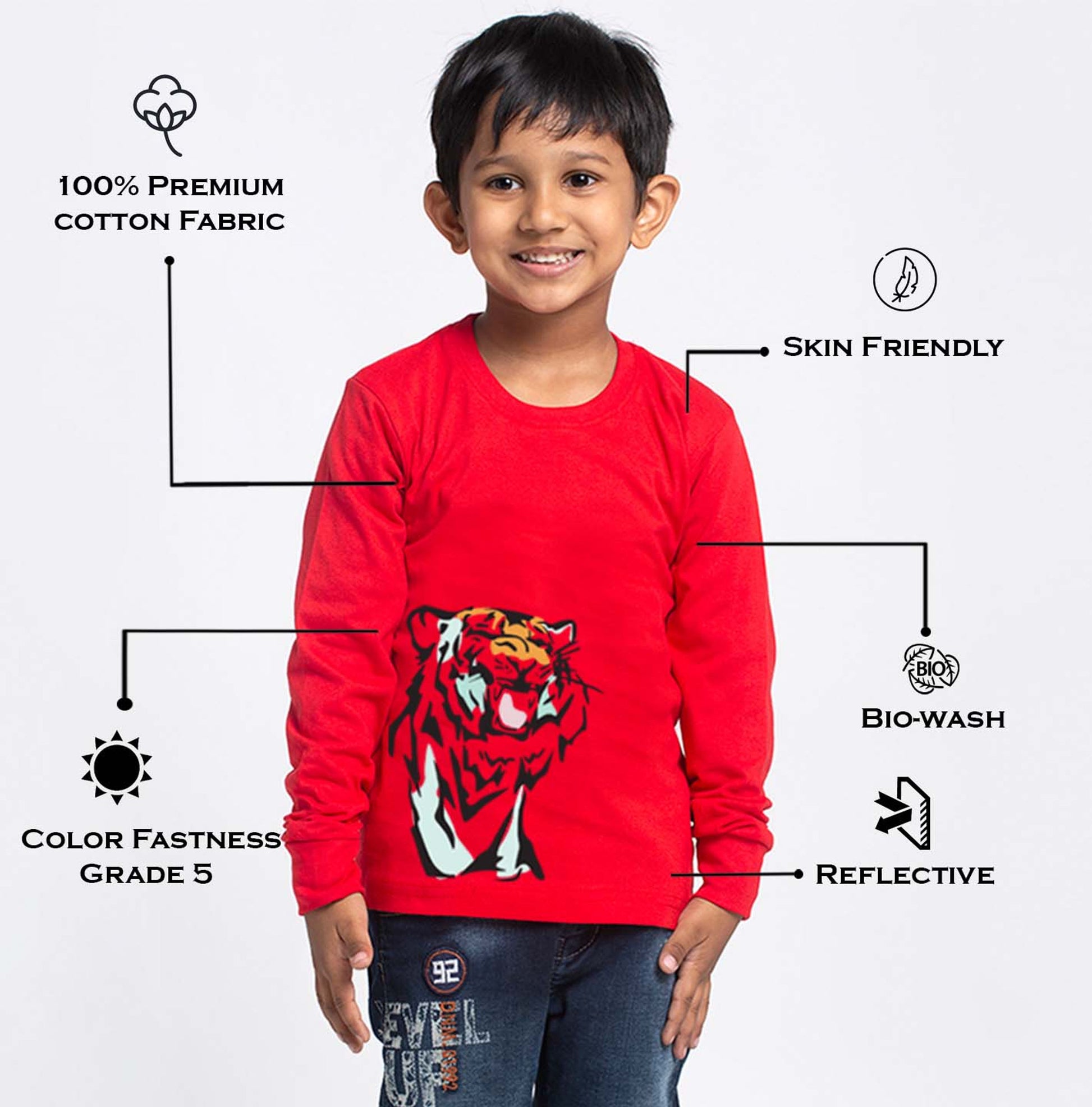 Kids Tiger printed full sleeves t-shirt - Friskers
