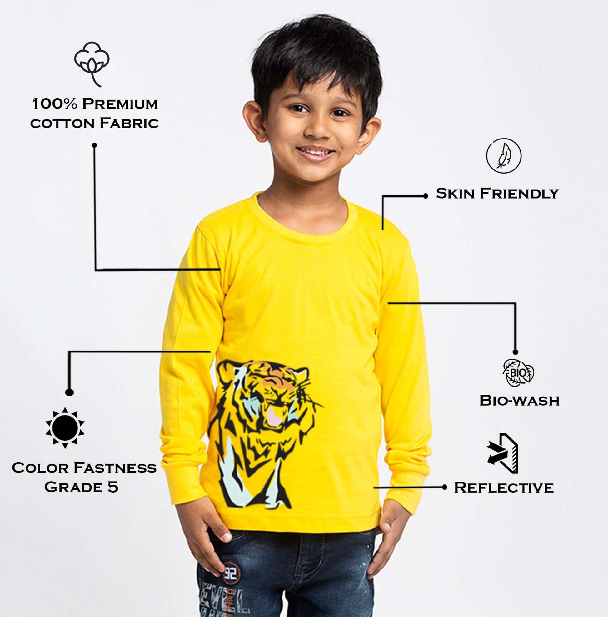 Kids Tiger printed full sleeves t-shirt - Friskers