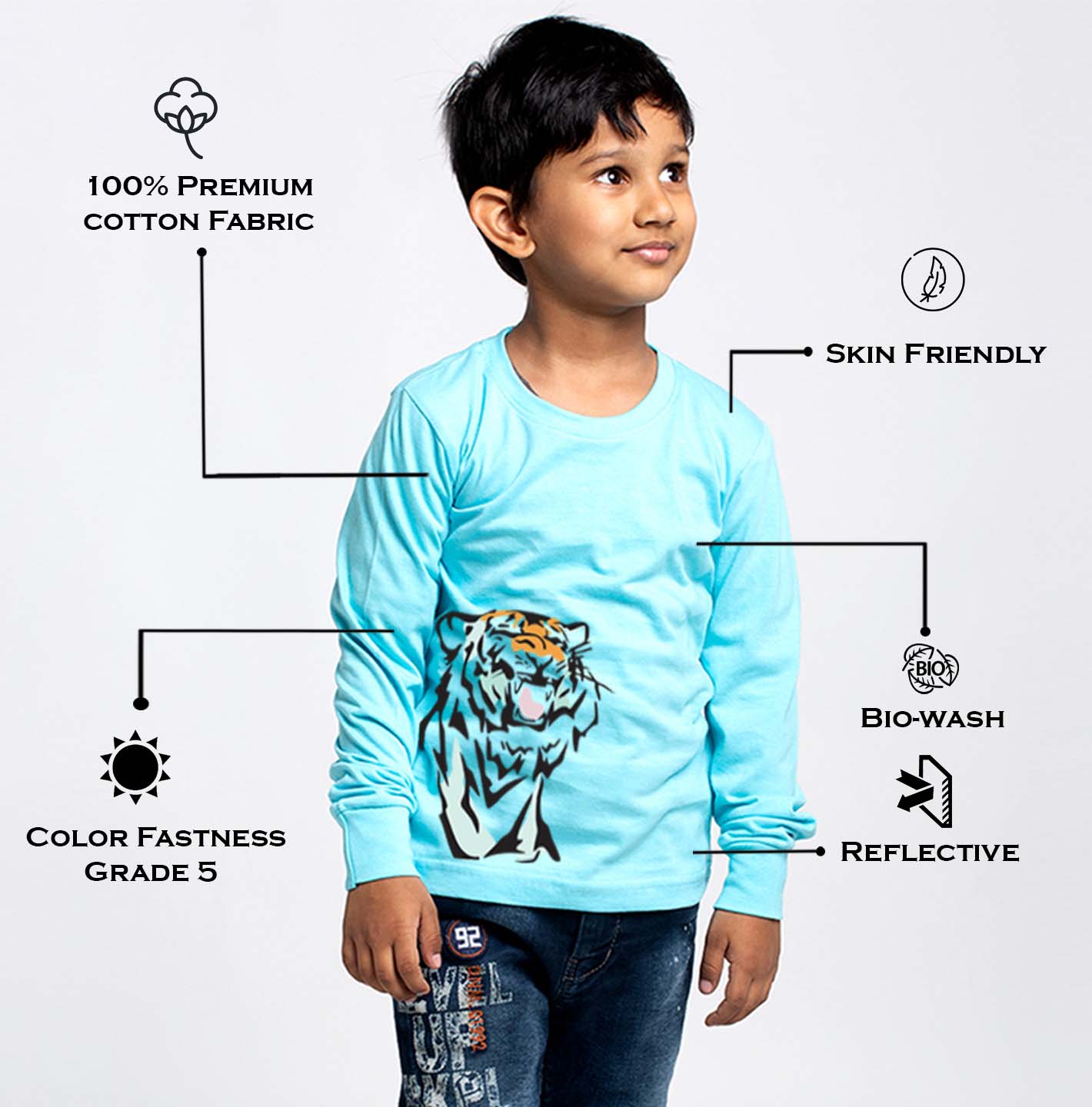 Kids Tiger printed full sleeves t-shirt - Friskers