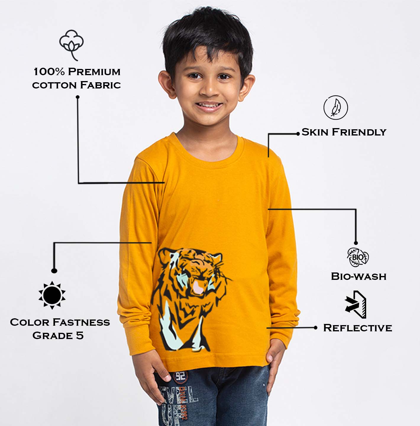 Kids Tiger printed full sleeves t-shirt - Friskers