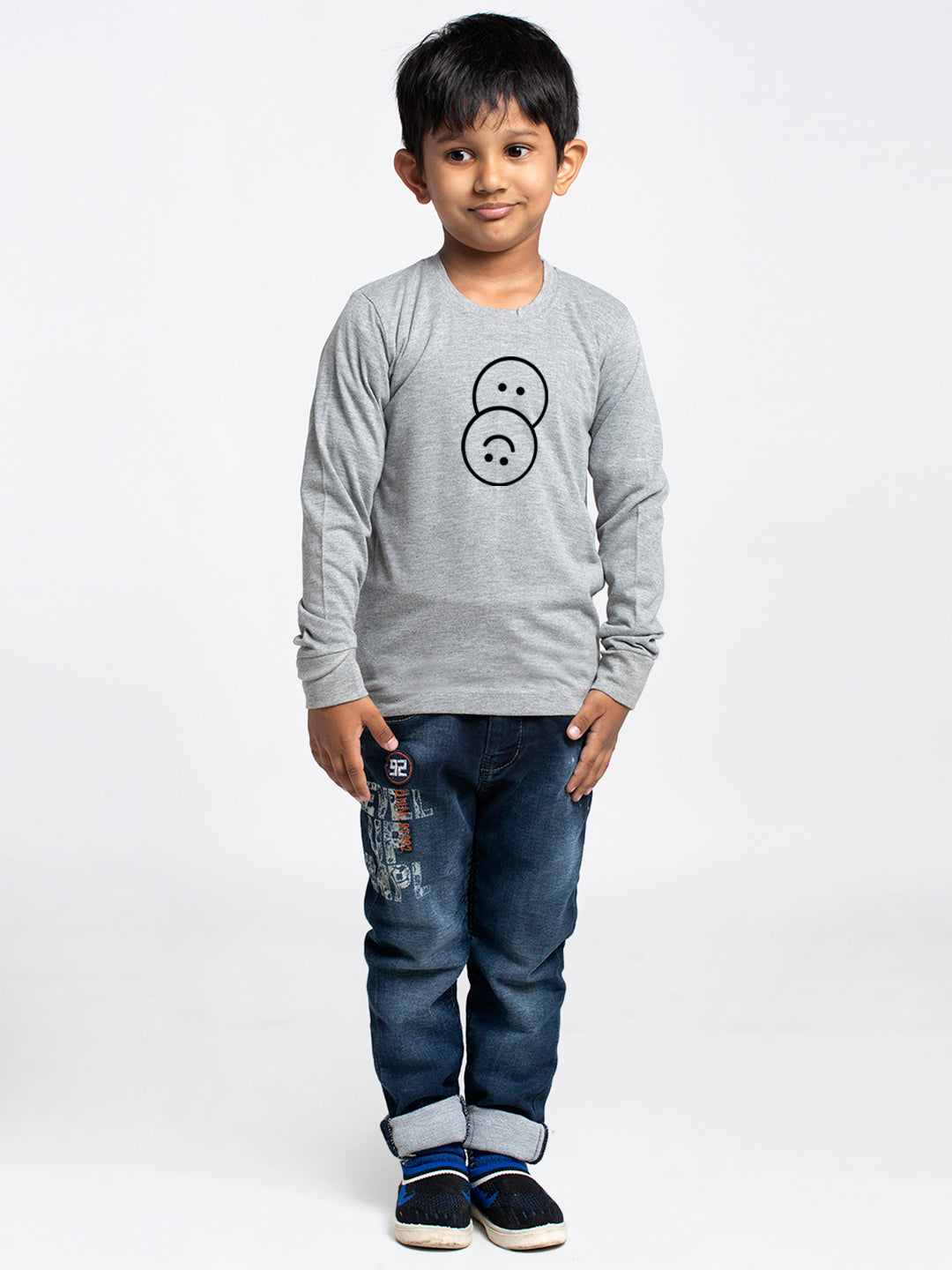 Kids Smiley printed full sleeves t-shirt - Friskers